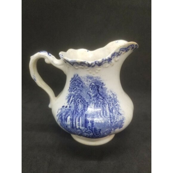 Petrus Regout & Co Maastricht - Abbey - Holland Blue & White Creamer Pitcher - Picture 1 of 11